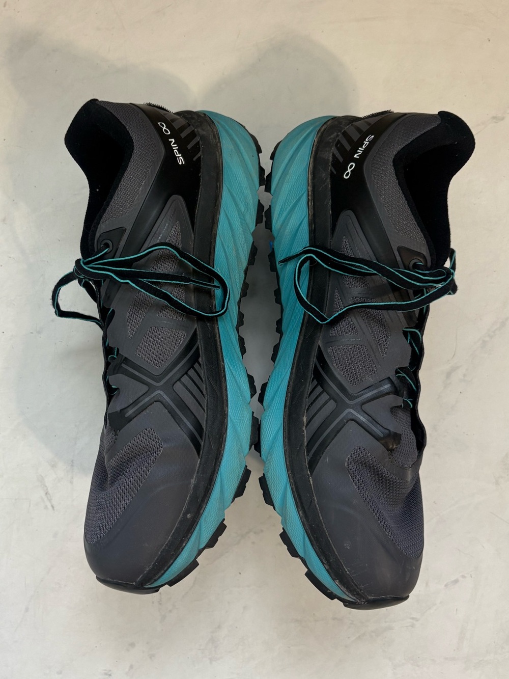 Scarpa Men’s 10.5 Gray Turquoise Spin Infinity Trail Running Shoes Hiking Travel - Picture 3 of 7
